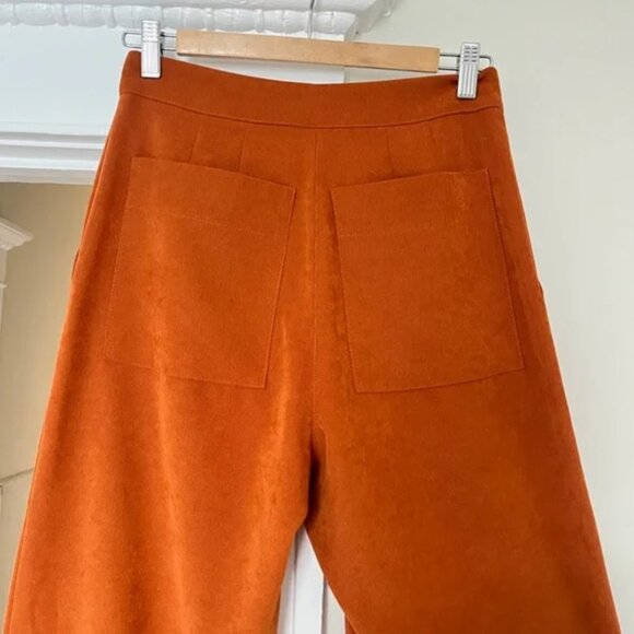 Birds of North America, Rust Orange Flare Velvet Pants, Fall, Autumn, Size 4 - Picture 4 of 4